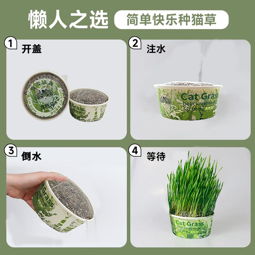 Greedy horse cat grass, lazy cat grass, ready-to-eat dehairing balls, cat snacks, hydroponic instant noodles, summer cat grass, winter style, Aoxue Lingshuang, combination 7 (single bowl), 1 pack