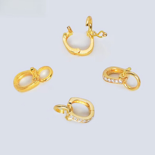Fat Donglai's same K gold jewelry universal buckle 18K gold versatile universal accessories pendant buckle head can be connected through the opening 18k gold yellow 18K glossy large horizontal buckle