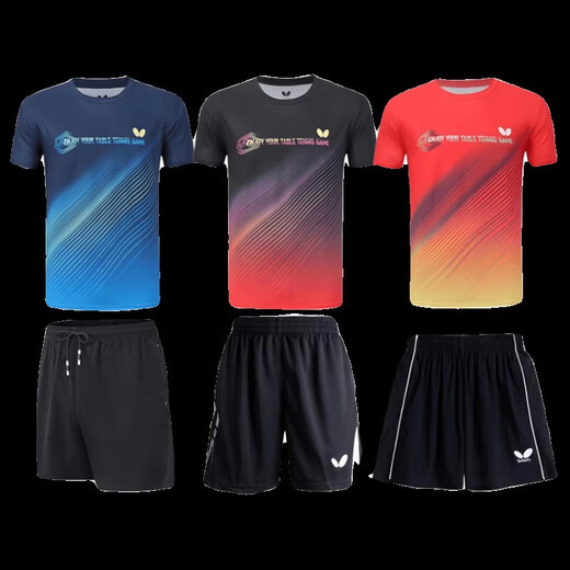 Mesa de jersey de mariposa tenis uniforme de tenis traje deportivo nuevo para hombres manga redonda de manga corta de manga rápida de secuestro