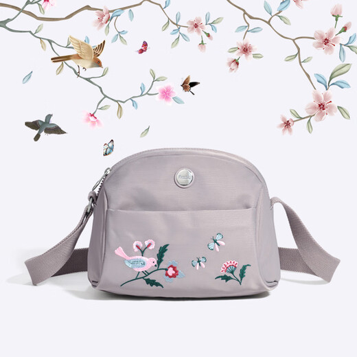 法姿法姿时尚斜挎包包女春新潮款休闲尼龙布包单肩妈妈日常贝壳包2015 迷鸟蝶恋2015