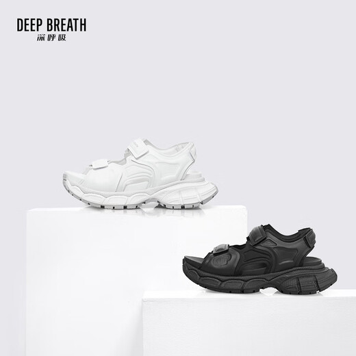 DEEP BREATH深呼吸女鞋休闲魔术贴厚底凉鞋女AX14110 白 34