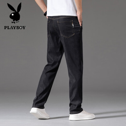 Playboy (Playboy) Hong Kong High-End Tensile Jeans Men's Spring y Autumn Fino suelto Celile elástico Long Men Pants Men 9767b Light Blue 29