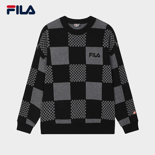FILA official couple knitted sweater 2025 spring fashion casual loose plaid pullover sweater