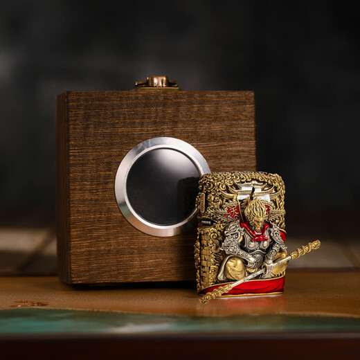 Zippo [schwarzer Wukong] Schatz helleres echtes leuchtendes schwarzes Mythos Wukong Luminous Fighting Battle Buddha High-End-Geschenk Black Wukong Kupfer (DY9902TJ) All-Code