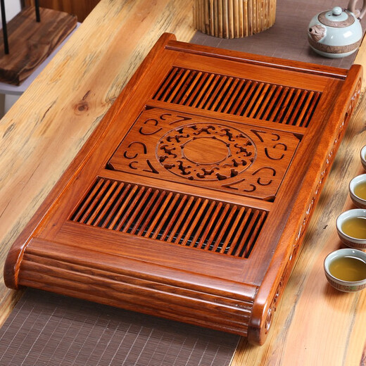 
Shantoulin Village chicken wenge wood rosewood solid wood Chinese tea tray Kung Fu tea set tea table household living room drawer drainage storage style chicken wenge wood classic 6636cm