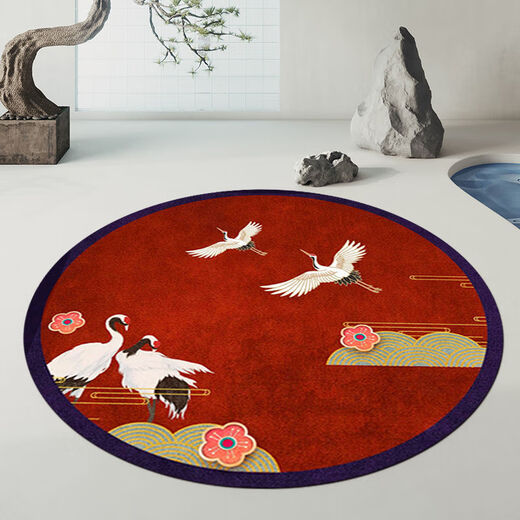 9740人收藏新中式圆形地毯客厅茶几毯中国风卧室床边毯吊篮地垫防 琴忆挽梦 直径1.6米