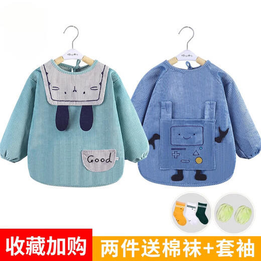 Ropa de comida para bebés ketaoqi del delantero infantil delantero para niños aderezos inversos y niñas impermeables y de protección sucia bolsas de arroz Big oreja grande lindo conejo azul 90 [tamaño de 15] Recomendado 1-2 años