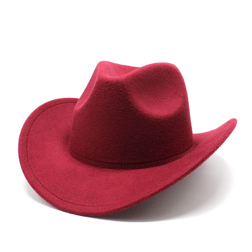 Star Wolf New Western Cowboy Hat Black Woolen Jazz Top Hat Men and Women Ethnic Autumn and Winter Felt Hat Big Brim Hat Black One Size (56-58cm)