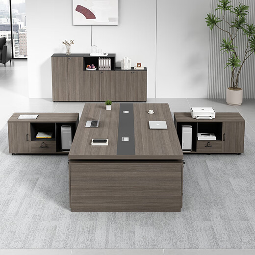 Shusheng boss desk double seat face-to-face office desk and chair combination financial simple modern boss manager desk 1800* 1200 (with movable side cabinet)