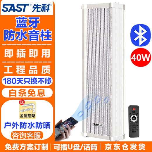 先科（SAST）40W户外无线蓝牙防水音柱室外挂墙壁挂式音响功放喇叭套装音箱学校操场会议广播店铺音乐 主机