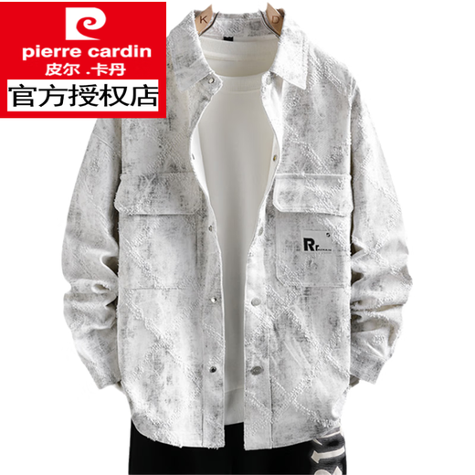 皮尔卡丹（pierre cardin）牛仔外套男生春秋季新款青少年衬衫夹克初高中学生男装潮流士针织 16819蓝色字母 M (80-100斤左右)