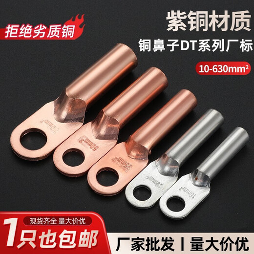 Shantou Lincun DT fil de bornier à nez en cuivre nez de fil de cuivre connecteur en cuivre bloquant l'huile étamé 25/35/50 oreille de fil de cuivre carré étamé DT-10