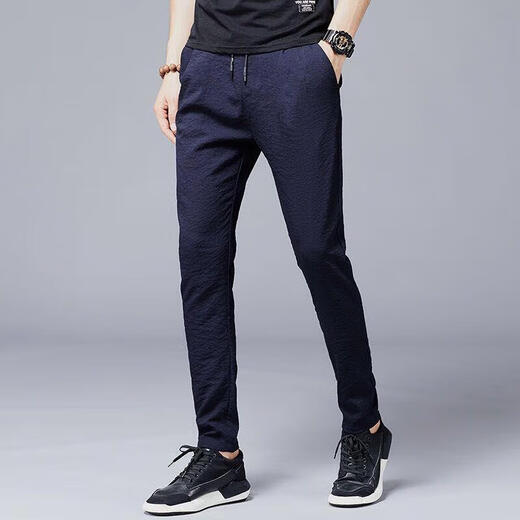 
AEXMERE ice silk air conditioning pants men's breathable sports casual pants Korean style trendy men's versatile long pants 838 black 838 black + 838 blue [two-piece] M 90-105Jin [Jin equals 0.5 kg]