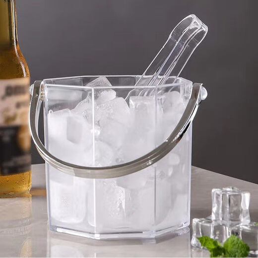 Detif Acryleiseibner hochwertig kommerzieller Champagnerfass Haushalts Plastikstange KTV kleiner Eis Pellet Fass Eiswürfel Stern Anis Ice Eimer 1050 ml Edelstahl-Eisclip