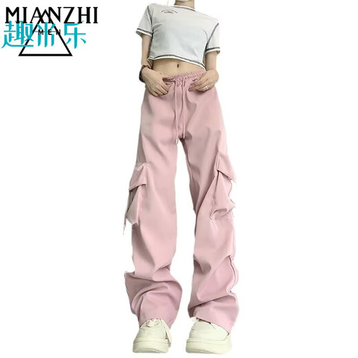 棉致裤子女春秋季2023新款宽松小个子卫裤运动休闲女士学生时尚工装裤  687黑色 S 80-100斤