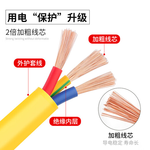 Aleleke [National Standard 15-meter Waterproof Model] Extension Cable Outdoor Multi-function Socket Waterproof Plug/Plug Board/Ground Drag Line/Wire Plug/2500W Rainproof Dust/Sunproof and Flame Retardant