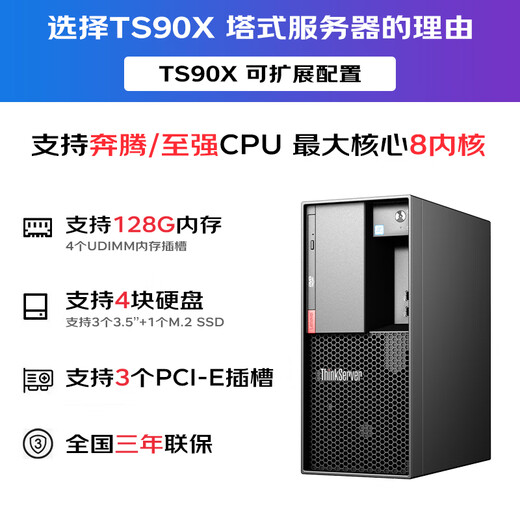 联想（Lenovo）TS90X ST45V3 小型【塔式服务器】工作站电脑主机 金蝶用友ERP财务办公 【TS90X】至强E2324G四核3.1GHz 32G内存丨2块1T固态丨RAID1