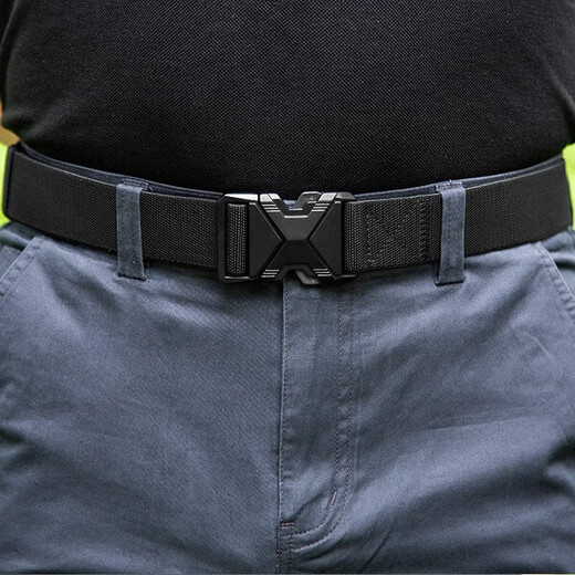 Ousen tactical belt canvas belt men's outdoor quick release elastic buckle mountaineering sports extended military training pants belt