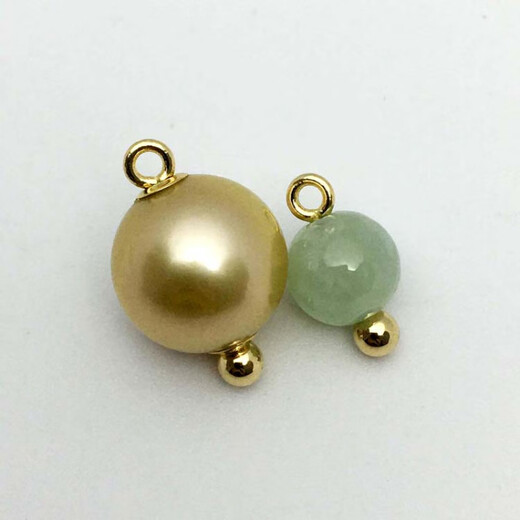 Fat Donglai's same K gold jewelry universal buckle 18K gold round head buckle head through hole accessories with plug round beads jade beads 18K natural color light yellow needle length 20MM, large hole