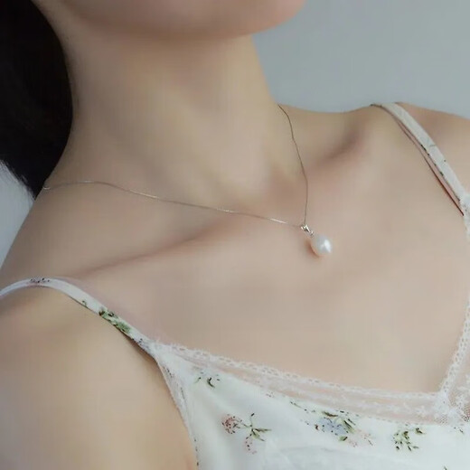 Knock Love Natural Freshwater True Pearl Single Water Drop Pendant Necklace for Women S925 Silver 2025 New Trend Simple and Versatile T1015 Water Drop White Pearl Silver Holder without Chain 7-8mm