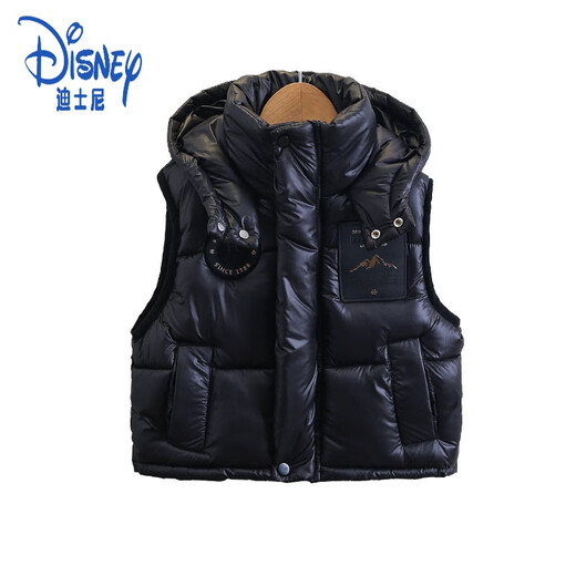 Disney Boys' Down Cotton Vest Children's Autumn and Winter Clothing Padded Vest Jacket Baby Winter Thickened Waistcoat Children's Top Black 130
