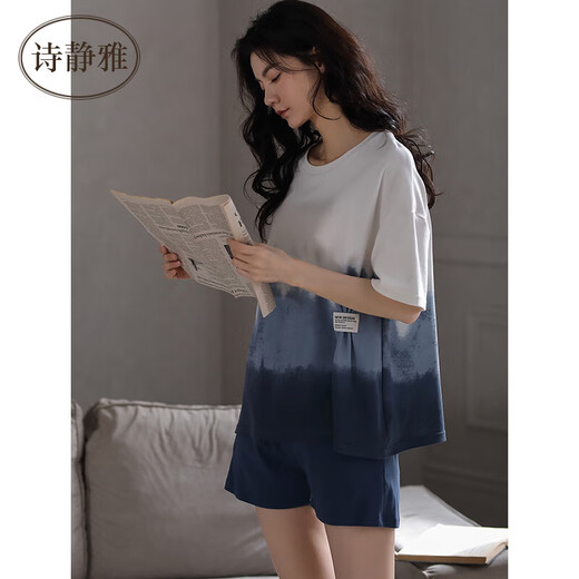 诗静雅（SHIJINGYA） 睡衣女夏季纯棉薄款短袖短裤家居服夏天时尚休闲可外穿套装 CXH 12210女短袖 XL 女(推荐120-140斤)