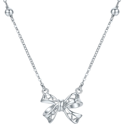 Saturday Fu PT950 platinum necklace for women platinum pendant bow birthday gift B0614907 40+5cm about 3.07g