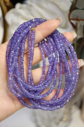 Hunter 18k gold tanzanite necklace faceted natural gemstone necklace for women versatile spring and summer vitality girl purple 18k gold tanzanite faceted 42cm