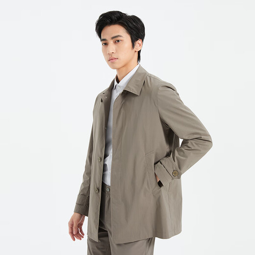 Lilang Light Fashion Men's Wear Slightly Wrinkled Texture Windbreaker Men's Mid-Length Stretch Anti-Wrinkle Windproof Jacket A5CFY912 Dark Coffee L (170)