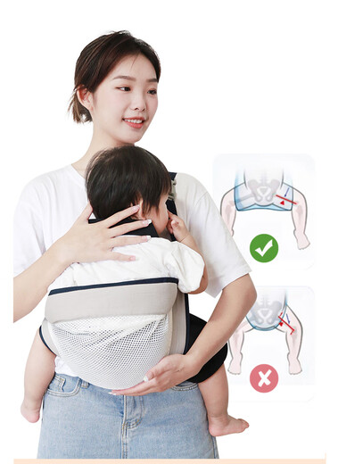 呦呗抱娃神器解放双手婴儿背带前抱式新生儿宝宝腰凳外出简易透气背巾 透气款-星空灰【可横抱竖抱】