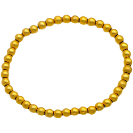 Only double ancient method sand gold bracelet women's 999 pure gold two worlds happy lotus gold bracelet Vietnam 24K gold plated jewelry ancient method beads 5mm bracelet 13-14 cm (elastic