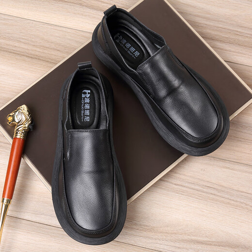 Región occidental Camel Camel Zapatos de cuero casual de cuero suave para hombres String y otoño de pie ancho Toe Toe Toe Withide Cow Whide One-Pickle Soft Foot Mase's Casual Coathip Black 15052 Cuero genuino Four Seasons Zapatos 37