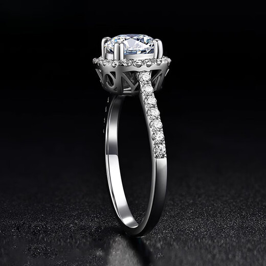 Guanpu Pavilion Fat Donglai's same style pt950 platinum moissanite diamond ring for women white gold D color moissanite classic square surrounded by diamonds No. 15 x D-E/extremely white x 2 carats LC/flawless under the mirror
