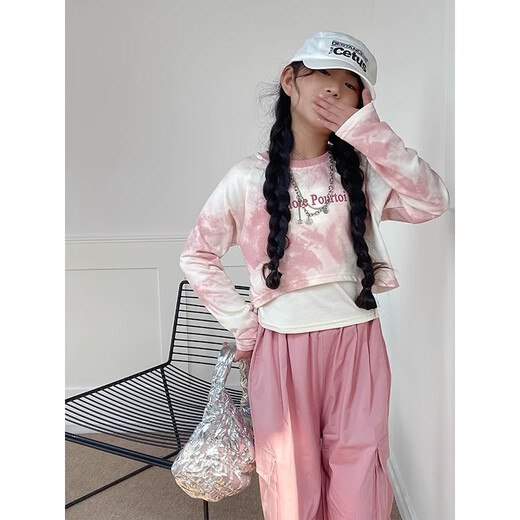 Ikano I.Karnow Girls Sweet Sweet Sweet de 2025 NUEVA Autumn Clothing Fashion Street Fashion Kids's Children Girls Spring and Autumn Big Children's Autumn 17080 Pink Set 160