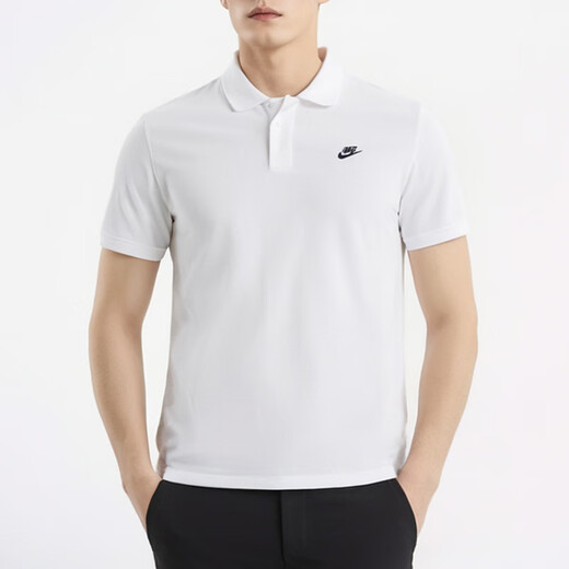 Nike (Nike) Camiseta Hombres 2025 Summer Nuevo solapa de fitness de secado rápido deportes transpirable y polo de golf casual logotipo blanco/bordado/algodón puro M 170 [recomendado 110-130Jin [Jin equivale a 0.5 kg]]