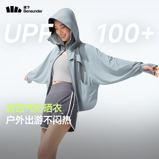 Beneunder Sonnenschutzkleidung für Frauen atmungsaktiv 25 neue Sommer dünne langärmelige ultraviolette Sonnenschutzkleidung AS828 Valentinstag Sunny Cloud Blue L.