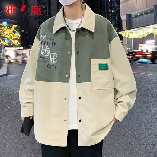雅鹿春季外套男潮流港风夹克男装衬衫街头休闲上衣衣服春秋款男士外衣 D687黑色 常规 5XL （推荐180-220斤）