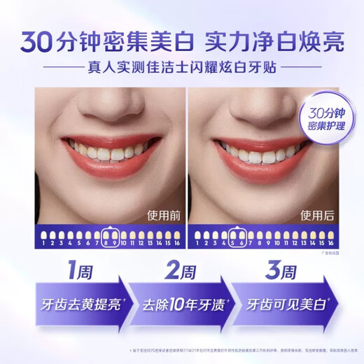 佳洁士佳洁士美白牙贴去黄洁白神器洁白牙膜牙齿贴片14对28片正品 畅销款【5对/十片】