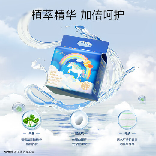 德佑婴儿纸尿裤弱酸彩虹PP裤超薄柔软干爽透气宝宝尿不湿 拉拉裤XXXL码2片*2包【试用装】