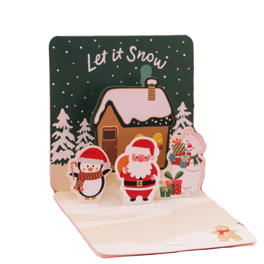 Carte de Noël 3D en trois dimensions Carte de voeux de Noël cadeau musique mini dessin animé anglais remerciement pour enfants bénédiction petite carte Type A aléatoire 3 pièces avec enveloppe blanche + autocollant d'enveloppe