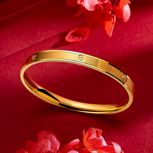 Pupan Lao Fenghuang Gold Store Gold Pigment Ring Smooth Bracelet 24 Gold Rice Words Bracelet for Women Gold 5G Solid 0.01g Diamond Pattern Bracelet 62