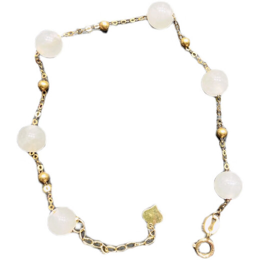 Canxian natural Hetian white jade mutton fat white jade bracelet full of stars 18k gold inlaid with jade niche light luxury ins women's anklet anklet