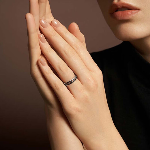 MONOLOGUE Monologue Ambition Series Hollow Iris Retro Platinum Ring MO91 Birthday Gift Advanced Classic Gift Skeleton Iris Ring No. 13
