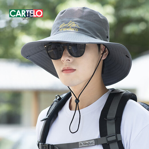 CARTELO sun hat Men's large brim sun protection hat Summer outdoor sun hat Breathable foldable fishing and mountaineering fisherman's hat
