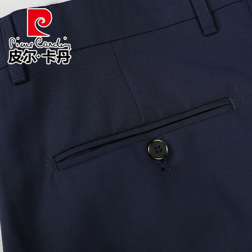 Pierre Cardin suit men's high-end customized business casual professional Korean version slim formal suit groom's wedding suit men's navy blue three-piece suit (suit + trousers + white shirt) XL size (plus 8 gifts)