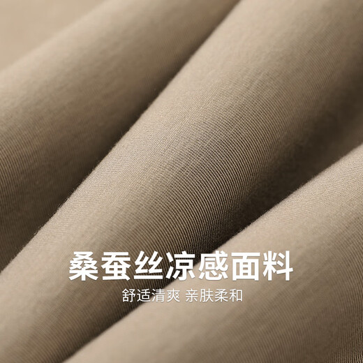 与狼共舞【含桑蚕丝】刺绣短袖T恤2025夏季新款印花亲肤圆领休闲上衣6037 卡其701 L (175)