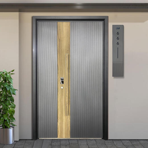 Customized light luxury cast aluminum door villa door mother door rural self-built house entrance door door door anti-theft double opening copper door Customized cast aluminum door