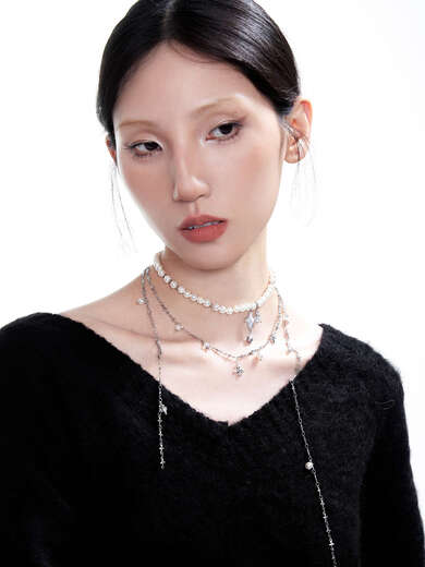 Chihuan Fu U Creature Wild original sterling silver necklace cross versatile stacking king sweater chain sterling silver pearl pendant necklace