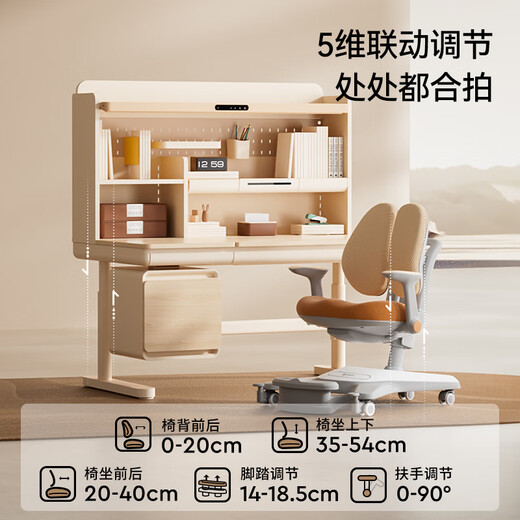 IGROW Coffee Cat 2.0 Children's Study Table Desks and Chair Set Writing Table Lifting Home Desks for Primary and Secondary School Students 1.2m
