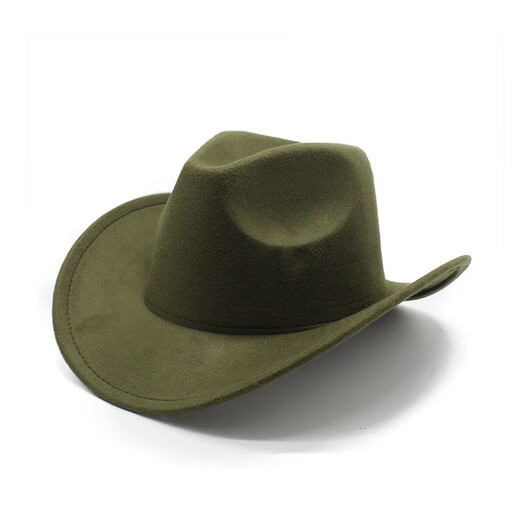 Star Wolf New Western Cowboy Hat Black Woolen Jazz Top Hat Men and Women Ethnic Autumn and Winter Felt Hat Big Brim Hat Black One Size (56-58cm)